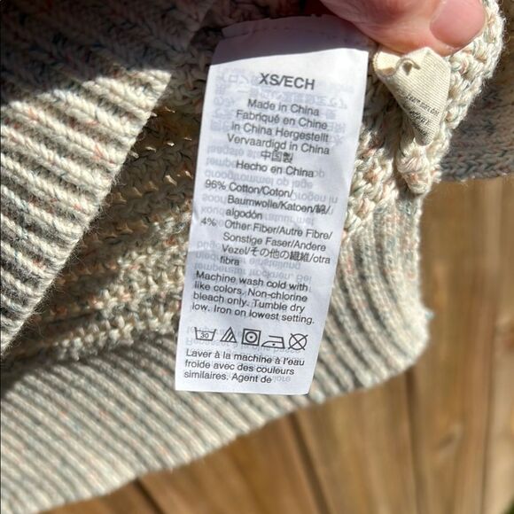 Madewell Women’s Cream with Orange Blue Thread V-Neck Long Sleeve Sweater Cotton - Picture 11 of 16